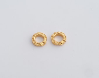 10 pièces perles d'espacement plates rondes remplies d'or 18 carats, perles d'or à grand trou pour le bricolage de résultats de bijoux délicats