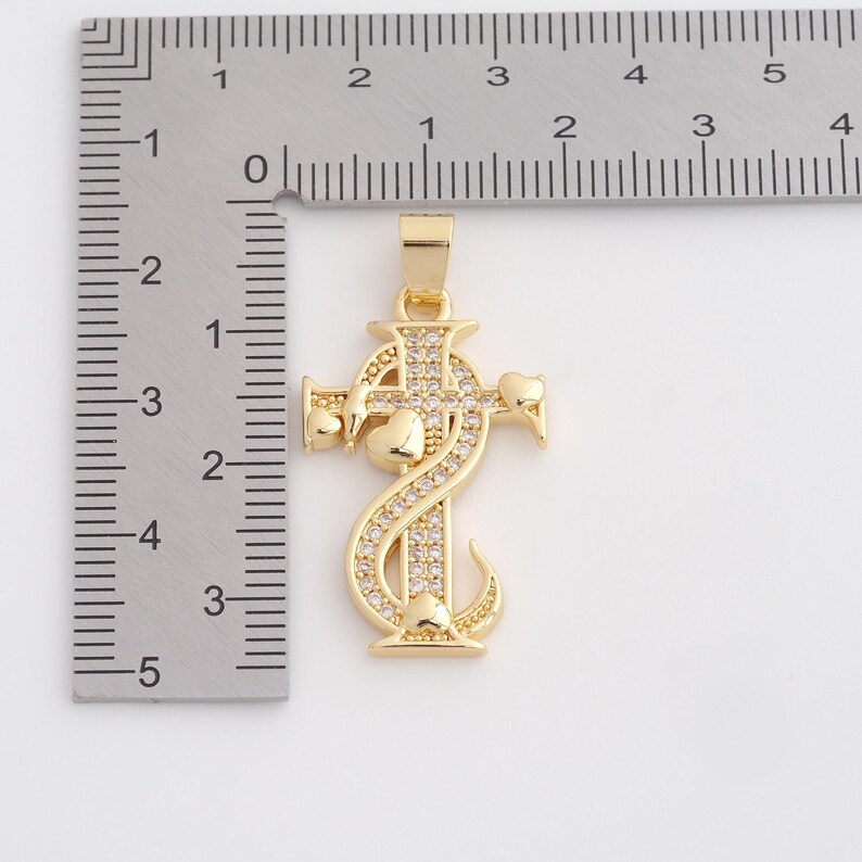 18K Gold Filled Cross Pendant,gold CZ Christian Charms for DIY Dainty ...