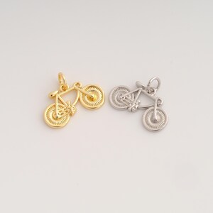 18K Gold Filled Bicycle Pendant,Gold Bicycle Charms for DIY Dainty Jewelry Findings Supply