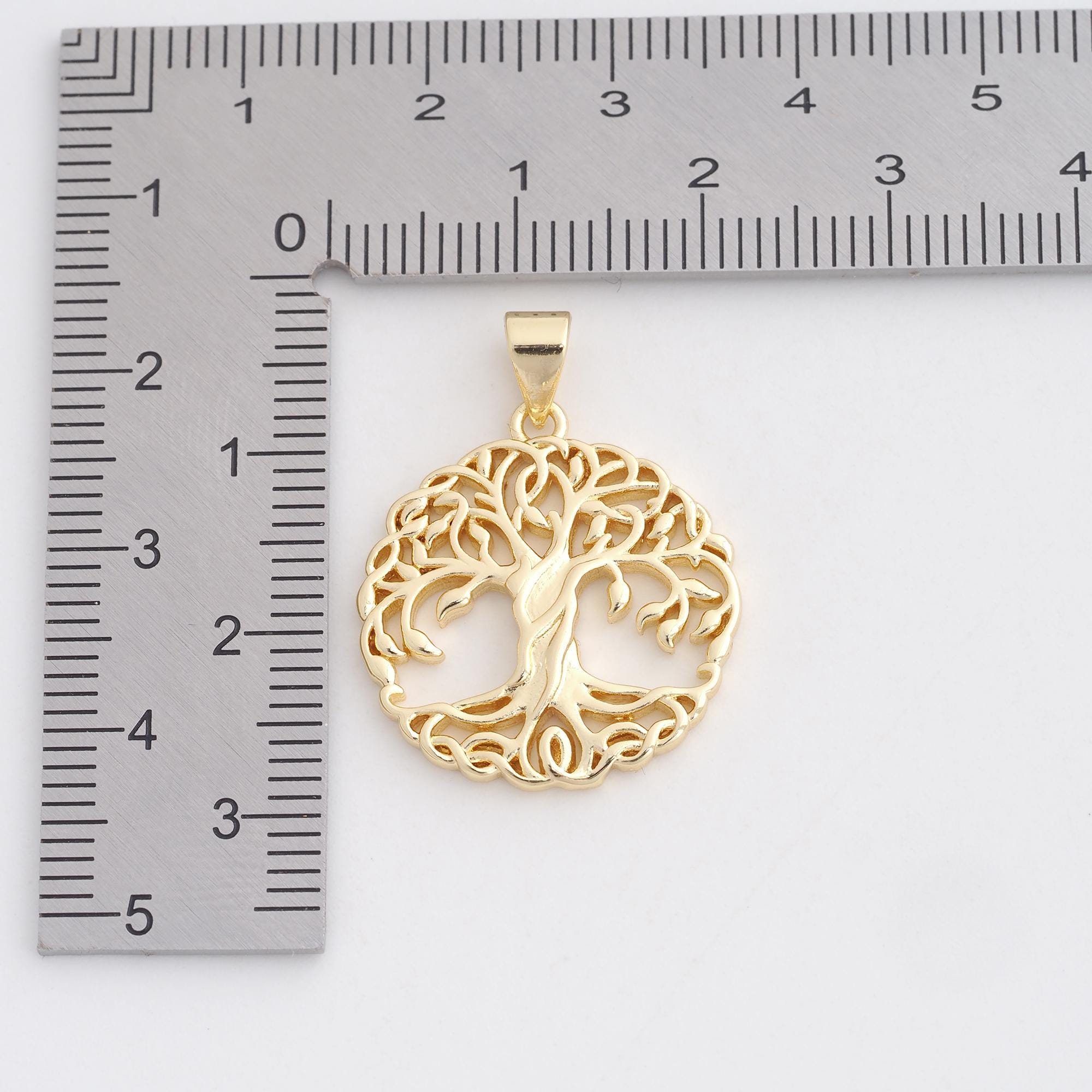 5 Pcs 18K Gold Filled Tree of Life Pendant,gold Round Charms for DIY ...
