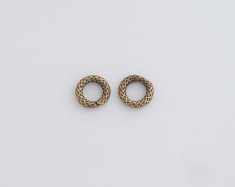 10 pièces perles d'espacement plates rondes remplies d'or 18 carats, perles d'or à grand trou pour le bricolage de résultats de bijoux délicats