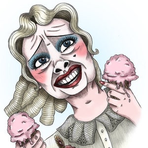 Baby Jane Hudson Dancing with Strawberry Ice Cream - Bette Davis - Whatever Happened to Baby Jane? - Giclée Print