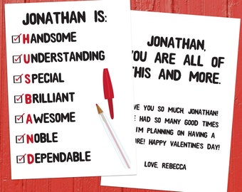 My Husband Is... Anagram - Personalized Valentine's Day Greeting Card - Printable Card