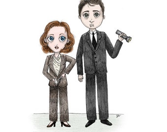 Mulder & Scully - X-Files - Giclée Illustration Print