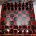Handmade Resin Chess Set – Ruby Red & Obsidian Black, Lava Edge Design ...