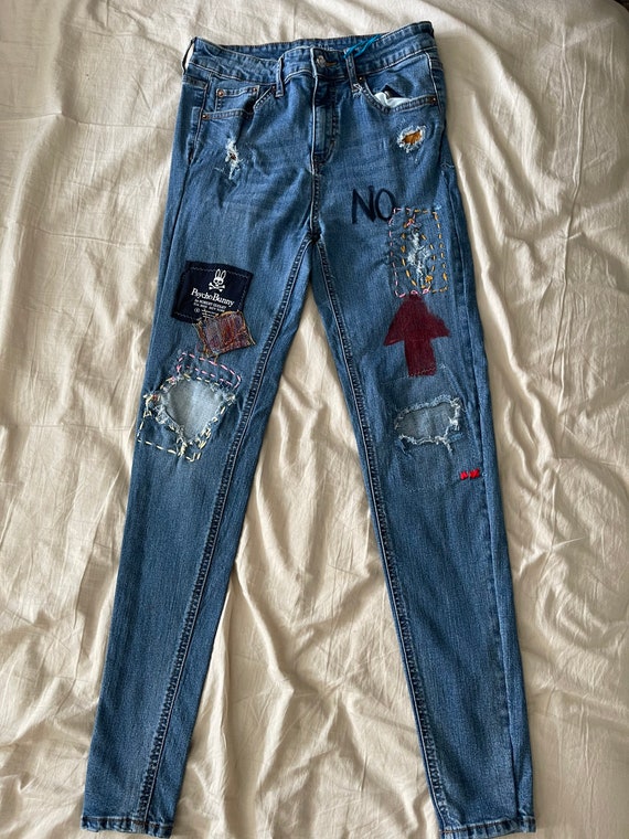 Vintage Patched Wild Fable Jeans High Rise Skinny Size 6 