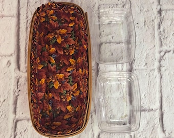 Vintage 1998 Longaberger Handwoven Cracker Basket w/ Autumn Liner Plastic Insert