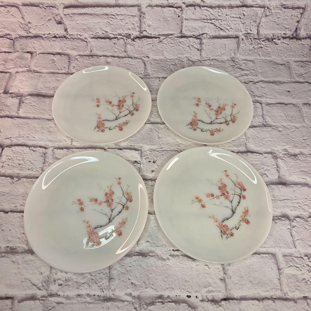 Vintage Pyrex Pink Dogwood Family Flair Flower Blossom Dinner Plates ...
