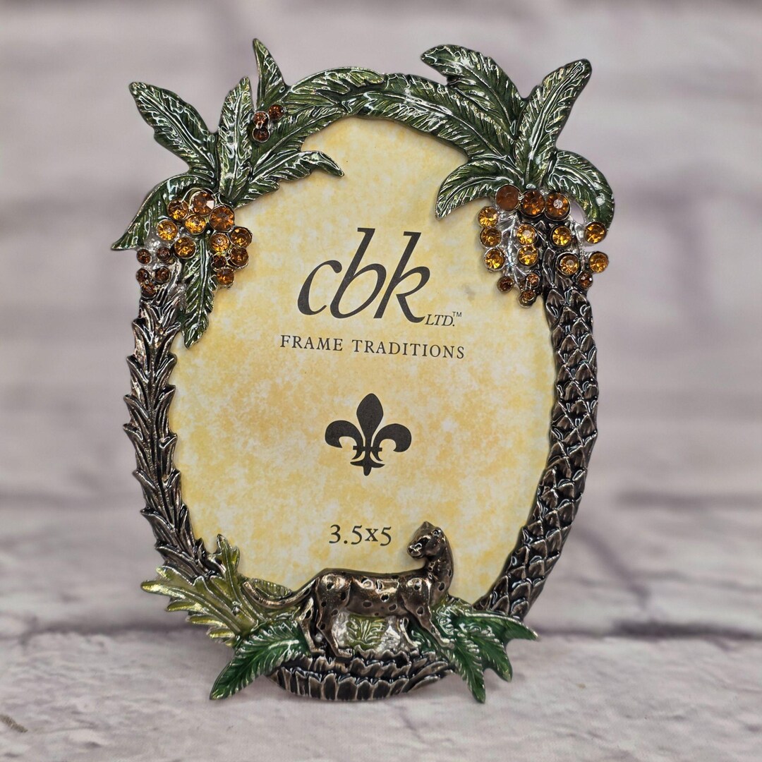 Vintage CBK Framing Tradition Picture Frame 3.5X5 Palm Tree & Leopard ...
