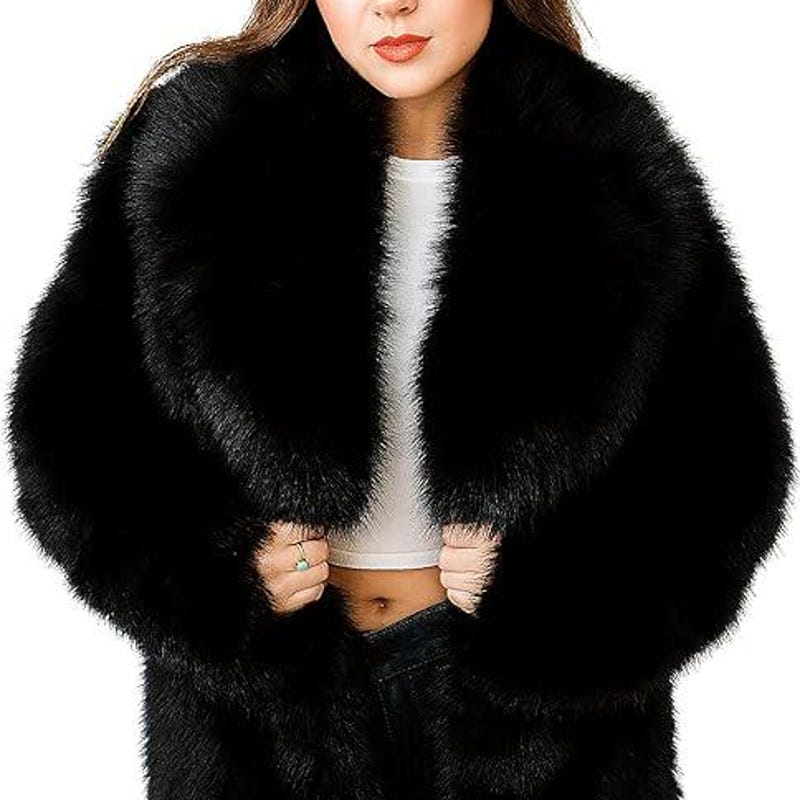 Fur Collar Plaid Fringe Coat main image 1