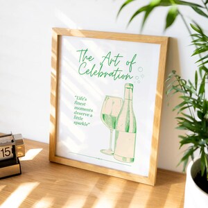 Póster de celebración del champán / Impresión de champán / Decoración del hogar y la cocina / Regalo para amantes del champán / Descarga digital