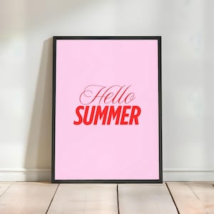 Cartel imprimible de "Hola Verano" / Póster "Dulce Verano" / Descarga instantánea / Citas de verano / Decoración de pared de verano / Arte de palabras de verano BL3