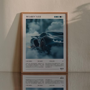 Póster de McLaren 765LT / Póster de hipercoche / Impresión de supercoche / Impresión artística / Póster / Decoración del hogar / Decoración de pared / Descarga digital