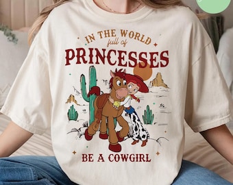 Retro Toy Story Jessie und Bullseye in einer Welt voller Prinzessinnen sein ein Cowgirl Komfort Farben Shirt, Disney Toy Story Western Country Tshirt