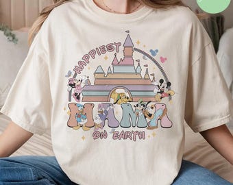 Camiseta Disney Mamá, camiseta retro Disney "La Mamá Más Feliz del Mundo", colores cómodos, camiseta Disney Mamá, regalo para mamá, camiseta Disney Castillo Día de la Madre