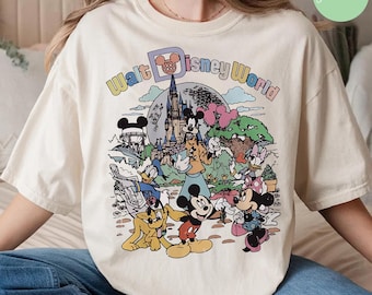 Vintage Disneyworld-skjorta, retro Walt Disneyworld Comfort Colors-t-shirt, Musse Pigg och vänner-skjorta, Disneyland-t-shirt, Disney-familjeresa 2025
