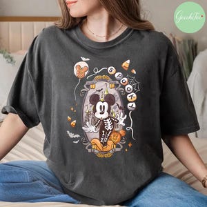 Mickey Skeleton Coquette Shirt, Retro Comfort Color Spooky Mickey Skeleton Halloween Tshirt, Disney Trip Halloween 2025 Tee, Halloween Shirt