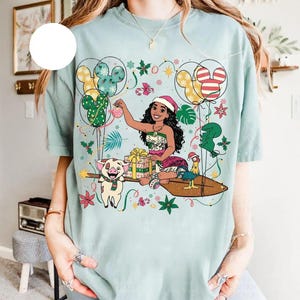 Disney Moana Princess Pua Pig Hei Hei Christmas Balloons Shirt, Disney Princess Moana Christmas Shirt, Disneyland Trip Family Matching Shirt image 4