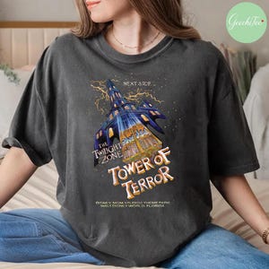Retro Turm des Schreckens Komfort Farben Shirt, Hollywood Studios Tshirt, Disney Fahrten Shirts, DisneyWorld Familien Reise T-Shirt, Twilight Zone Shirt