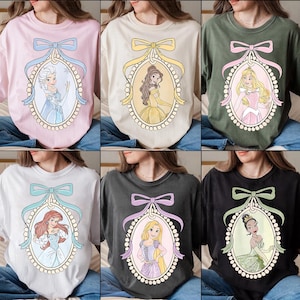 Cinderella Snow White Ariel Belle Rapunzel Shirt, Vintage Disney Princess Tshirt, Girl Disney Trip 2025 Shirt, Princess Castle Sketch Tee
