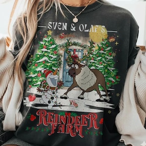 Disney Frozen Sven & Olaf,Reindeer Farm Light T-Shirt, Disneyland Xmas Family Vacation Shirt, Frozen Christmas reindeer Tee, Magic Kingdom image 1