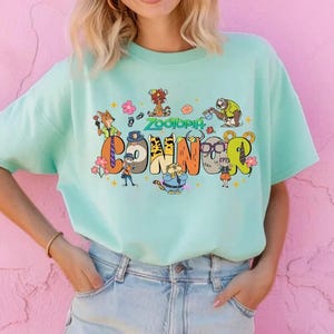 Camiseta personalizada de los personajes de la película Zootopia 2 de Disney, camiseta personalizada con nombre de Judy Hopps y Nick Wilde, camiseta a juego para el viaje familiar de cumpleaños a Disneyland. imagen 2