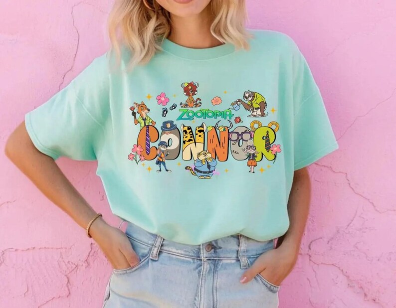 Camiseta personalizada de los personajes de la película Zootopia 2 de Disney, camiseta personalizada con nombre de Judy Hopps y Nick Wilde, camiseta a juego para el viaje familiar de cumpleaños a Disneyland. imagen 2