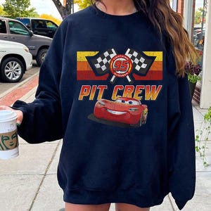 Disney Pixar Cars Lightning McQueen 95 Pit Crew Vintage T-Shirt, Magic Kingdom, Disneyland Family Matching Shirt, Disney Cars Pit Crew Shirt image 2