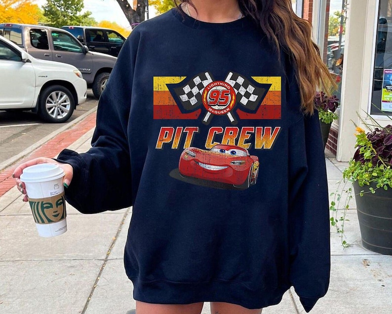 Disney Pixar Cars Lightning McQueen 95 Pit Crew Vintage T-Shirt, Magic Kingdom, Disneyland Family Matching Shirt, Disney Cars Pit Crew Shirt image 2