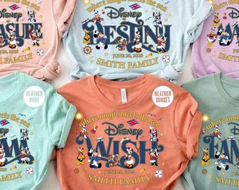 Personalized Disney Family & Cruise Ship Mickey and Friends T-Shirt, Disney Wish Treasure Fantasy Dream, Disneyland Cruise Matching Shirt