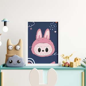 Labubu Doll Digital Wall Art Print | Cute Monster Poster | Kawaii Room Decor | Printable Nursery Art