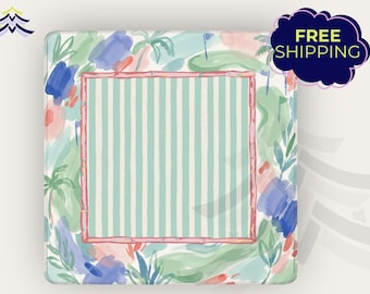 Mahjong Playing Mat, Abstract Golf Cabana Design, Preppy Coastal Game Night Gift