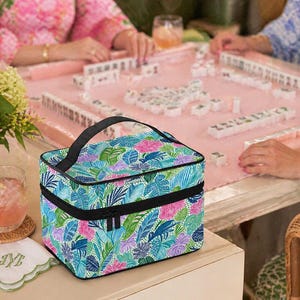 Tropical Mahjong Tile Bag, Palm Beach Lilly Inspired Mahjong Accessories, Travel Case image 2