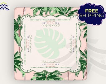 Palm Beach Learning Mahjong Mat | Luxury Mahjong Table Mat with Palm Trees | Game Night Decor