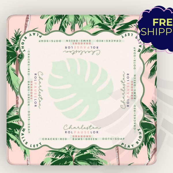 Palm Beach Learning Mahjong Mat | Luxury Mahjong Table Mat with Palm Trees | Game Night Decor