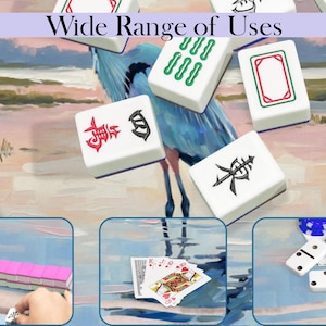 Scalloped Crane Mahjong Mat | Blue Heron Mahjong Playing Mat | Coastal Mahjong Table Mat | Non Slip Mahjong Mat bild 6