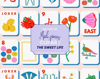 Mahjong Tile PNG Clipart | 51 Files, Sweet Life Designs (Digital Download)