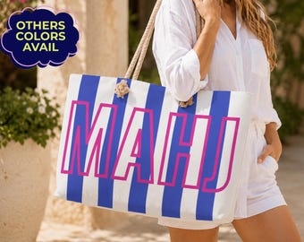 Personalized Mahjong Weekender Tote Bag, MAHJ Beach Bag, Mahjong Gifts for Women, Mahjong Tote Bag, Girls Trip Bag, Tile Game Lover Gift