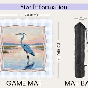 Scalloped Crane Mahjong Mat | Blue Heron Mahjong Playing Mat | Coastal Mahjong Table Mat | Non Slip Mahjong Mat bild 3