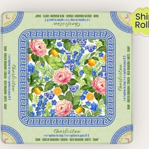 Learning Mahjong Mat | Charleston Mahjong Playing Mat | Mahjong Rules Reference Mat | Non Slip Mahjong Table Mat