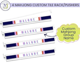Custom Acrylic Mahjong Rack Pusher | Mahjong Accessory | UV Printed Tile Pusher w Card Holder | Unique Mahjong Gift for Players