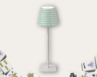 Mahjong Table Lamp, Sage Tile Design, Cordless LED Game Room Accent Lamp Gift