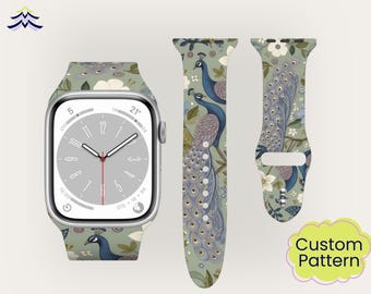 Peacock Apple Watch Band, Premillennial Silicone Strap, Mahjong Style Watch Band