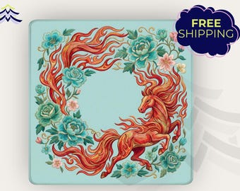 Year of the Horse Mahjong Mat | Fire Horse Mahjong Playing Mat | Lunar New Year Table Mat | Non Slip Mahjong Game Mat