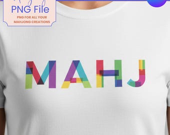 MAHJ Geometric Typography Digital Download | Modern Mahjong Wall Art | Colorful Abstract Letters PNG JPG | Mahjong Lover Gift