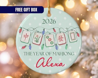 Personalized Mahjong Ornament, Mahjong Christmas Gift, Custom Name Ceramic Ornament, Mahjong Lover Gift, Merrier When Playing Mahjong