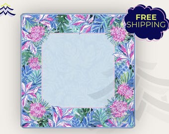 Tropical Mahjong Mat, Palm Beach Mah Jongg Mat, Floral Mahjong Playing Mat, Blue Green Game Mat, Mahjong Gift for Women