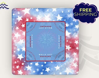 Patriotic Mahjong Mat, Red White Blue Mahjong Table Mat, 4th of July Mahjong Mat, Americana Stars Game Mat, Summer Mahjong Gift