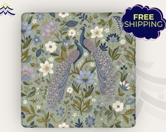 Peacock Mahjong Playing Mat, Floral Mahjong Table Mat with Bag, Elegant Mahjong Gift, Non Slip Mahjong Mat