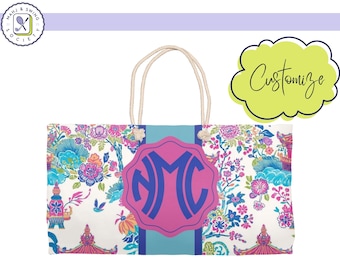 Custom Mahjong Monogram Tote Bag | Personalized Mahjong Gift | Weekender Travel Bag
